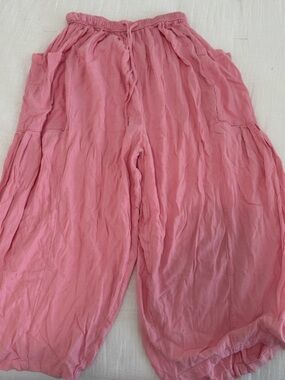 Free People Wide-Leg Parachute Pants in Dusty Pink